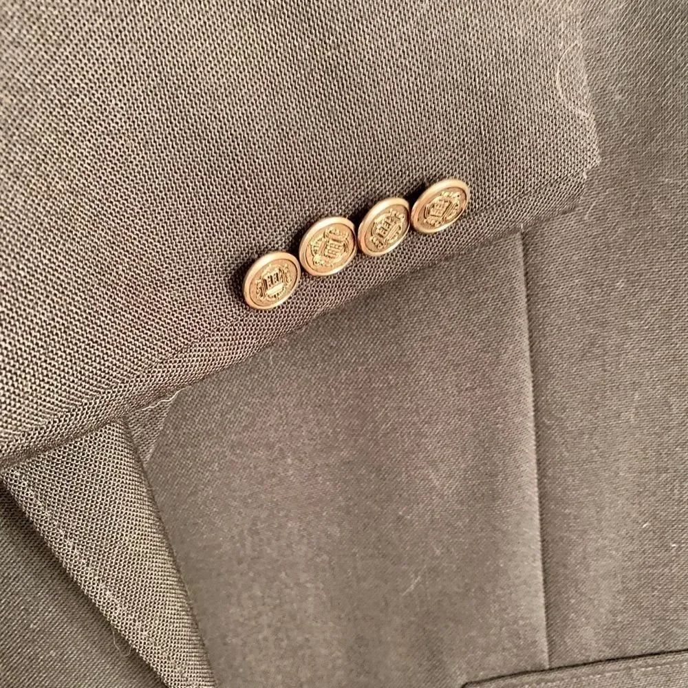 VINTAGE BARRINGTON BLACK WORSTED WOOL BLAZER 46L